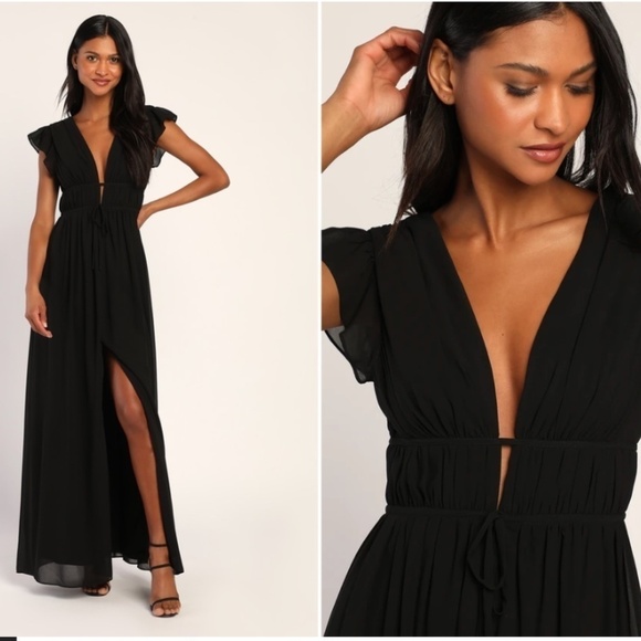 LULU's Prom Wedding Romantic Chiffon Empire Waist Maxi Dress NWT - Picture 1 of 6